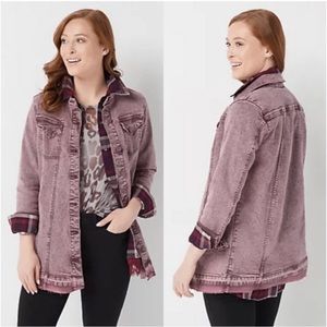 LOGO by Lori Goldstein Dusty Pink Jean Jacket